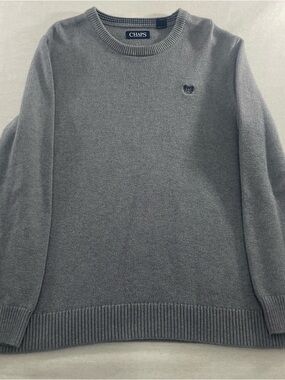 Chaps Gray Crewneck Knit Sweater 100% Cotton Men's Size Medium